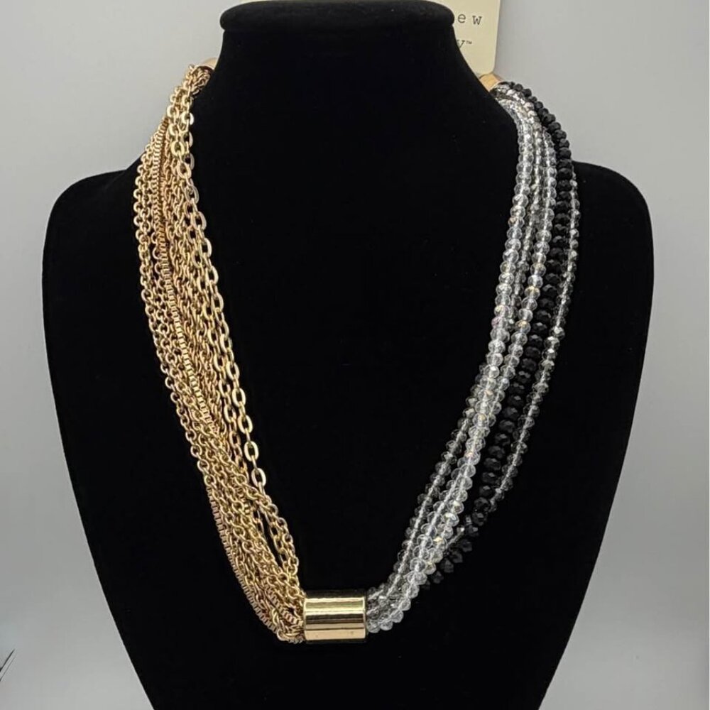 Beaded Tube Chain Necklace, Hematite-A New Day